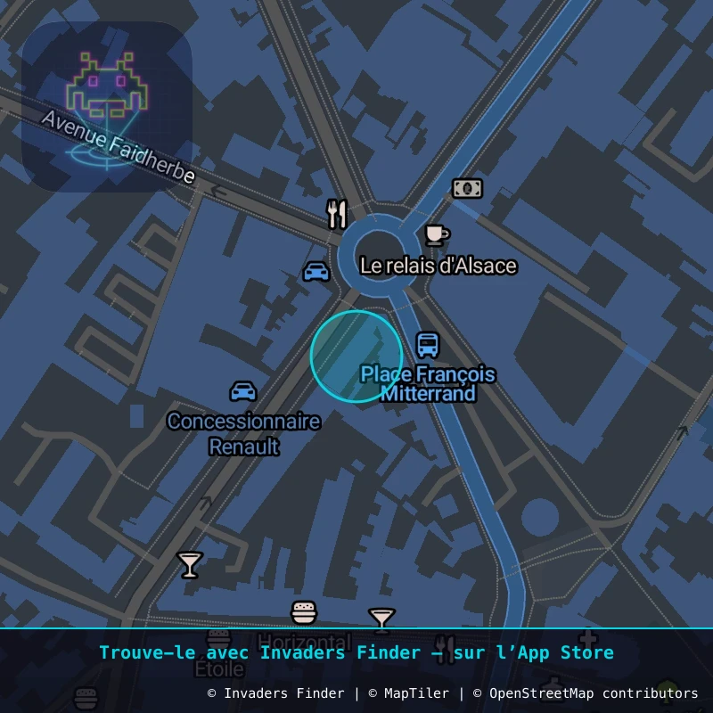 Zone approximative de l'invader PA_1368, dans le quartier Paris métropolitain (PA93) à Paris. Emplacement exact disponible dans l'app Invaders Finder.