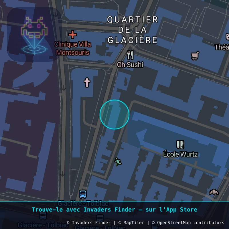 Zone approximative de l'invader PA_1371, dans le quartier 13e arrondissement de Paris à Paris. Emplacement exact disponible dans l'app Invaders Finder.