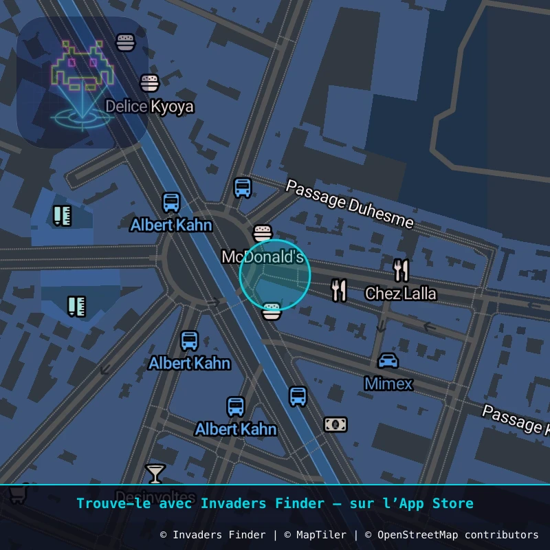 Zone approximative de l'invader PA_1372, dans le quartier 18e arrondissement de Paris à Paris. Emplacement exact disponible dans l'app Invaders Finder.