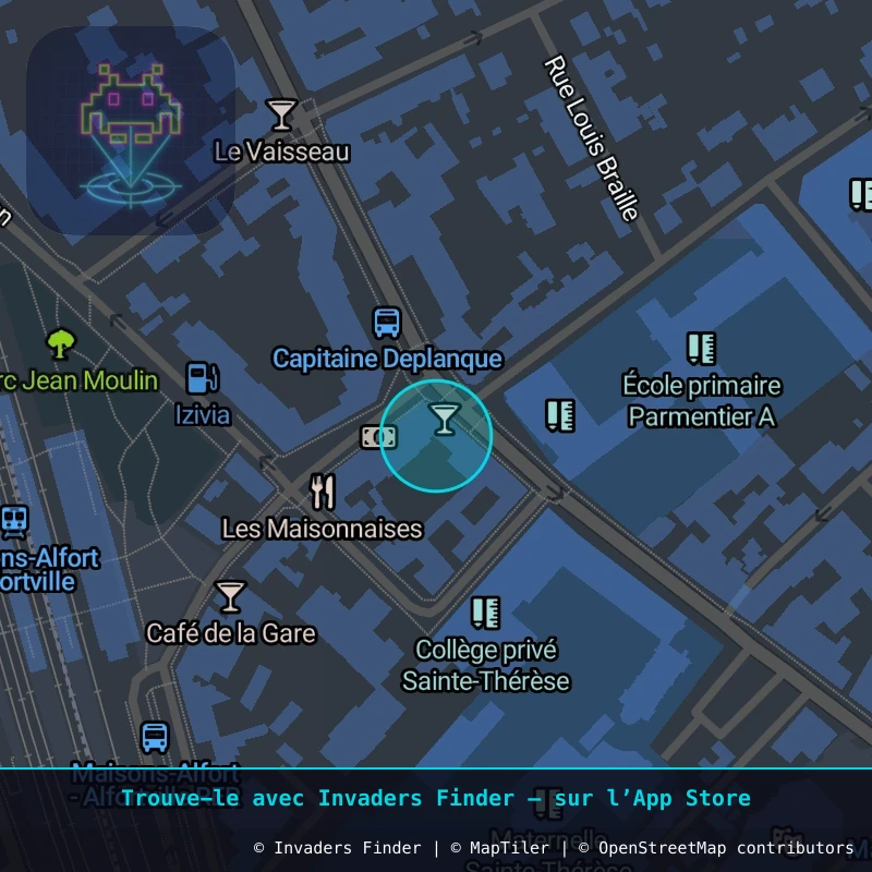 Zone approximative de l'invader PA_1376, dans le quartier Paris métropolitain (PA94) à Paris. Emplacement exact disponible dans l'app Invaders Finder.