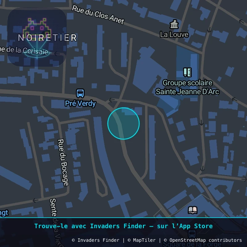Zone approximative de l'invader PA_1378, dans le quartier Paris métropolitain (PA92) à Paris. Emplacement exact disponible dans l'app Invaders Finder.