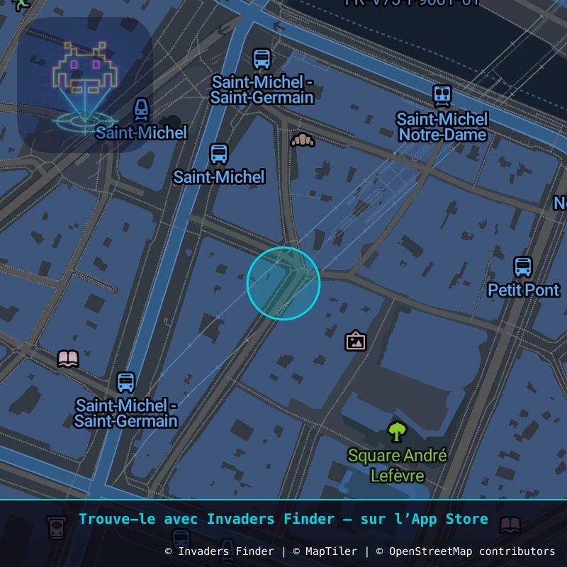 Zone approximative de l'invader PA_1380, dans le quartier 5e arrondissement de Paris à Paris. Emplacement exact disponible dans l'app Invaders Finder.