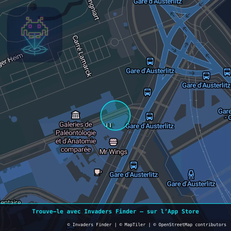 Zone approximative de l'invader PA_1383, dans le quartier 5e arrondissement de Paris à Paris. Emplacement exact disponible dans l'app Invaders Finder.