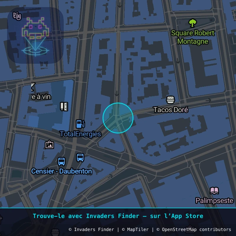 Zone approximative de l'invader PA_1384, dans le quartier 5e arrondissement de Paris à Paris. Emplacement exact disponible dans l'app Invaders Finder.