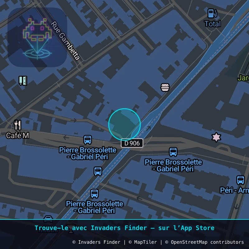 Zone approximative de l'invader PA_1387, dans le quartier Paris métropolitain (PA92) à Paris. Emplacement exact disponible dans l'app Invaders Finder.