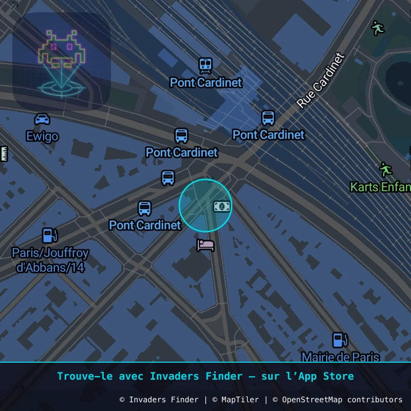 Zone approximative de l'invader PA_1406, dans le quartier 17e arrondissement de Paris à Paris. Emplacement exact disponible dans l'app Invaders Finder.
