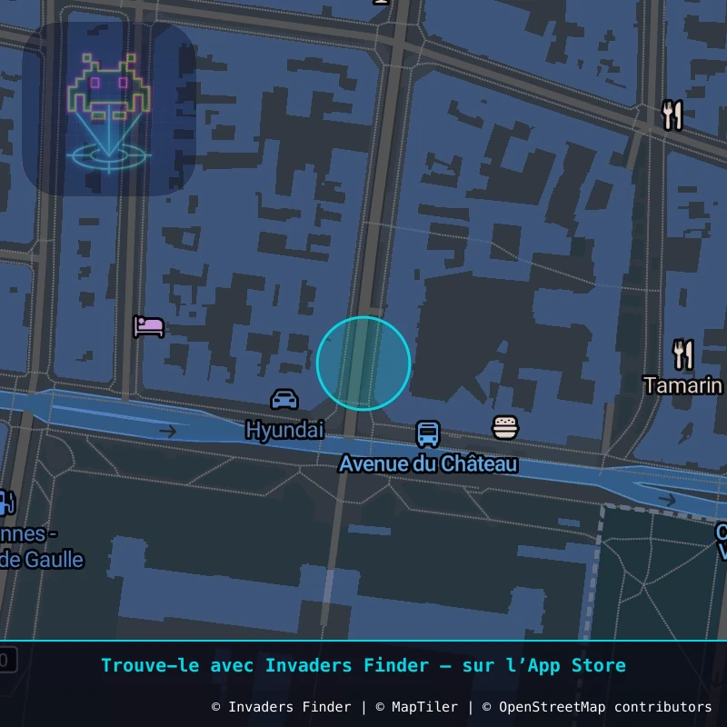 Zone approximative de l'invader PA_1414, dans le quartier Paris métropolitain (PA94) à Paris. Emplacement exact disponible dans l'app Invaders Finder.
