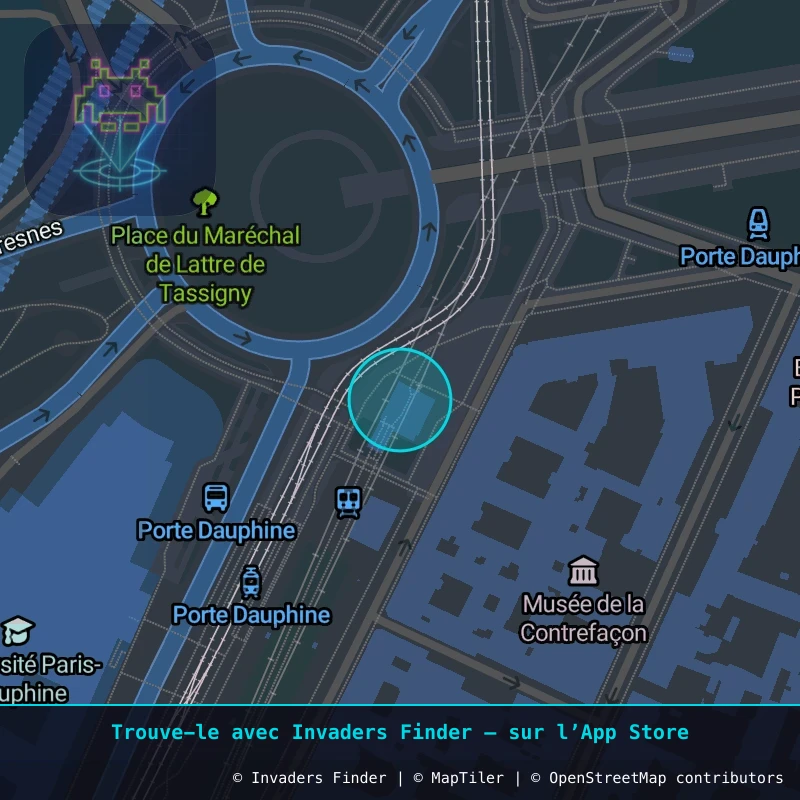 Zone approximative de l'invader PA_1428, dans le quartier 16e arrondissement de Paris à Paris. Emplacement exact disponible dans l'app Invaders Finder.