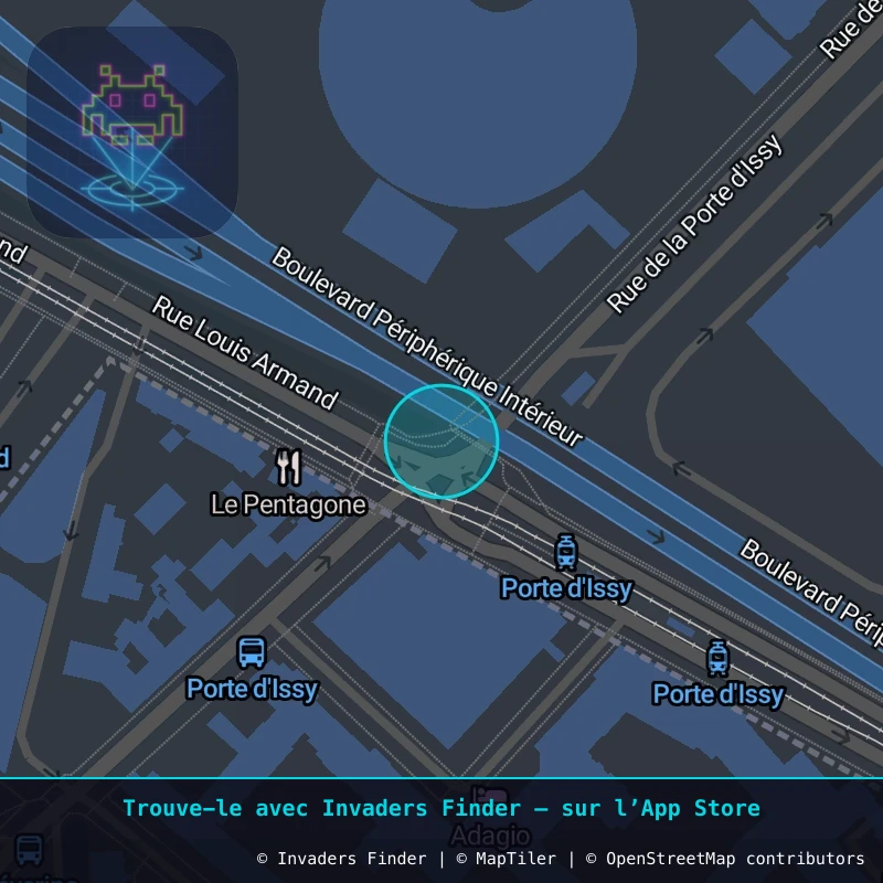 Zone approximative de l'invader PA_1429, dans le quartier 15e arrondissement de Paris à Paris. Emplacement exact disponible dans l'app Invaders Finder.