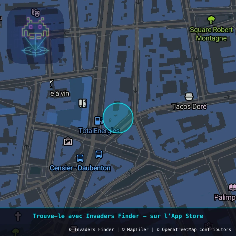 Zone approximative de l'invader PA_1433, dans le quartier 5e arrondissement de Paris à Paris. Emplacement exact disponible dans l'app Invaders Finder.