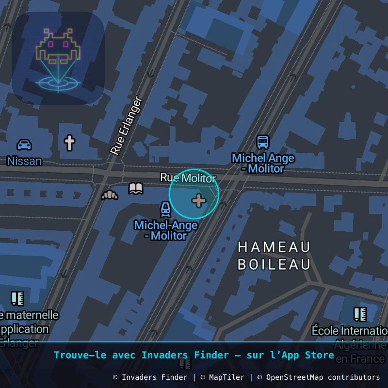 Zone approximative de l'invader PA_1437, dans le quartier 16e arrondissement de Paris à Paris. Emplacement exact disponible dans l'app Invaders Finder.