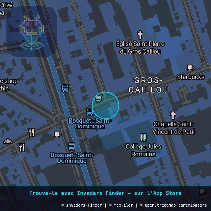 Zone approximative de l'invader PA_1439, dans le quartier 7e arrondissement de Paris à Paris. Emplacement exact disponible dans l'app Invaders Finder.