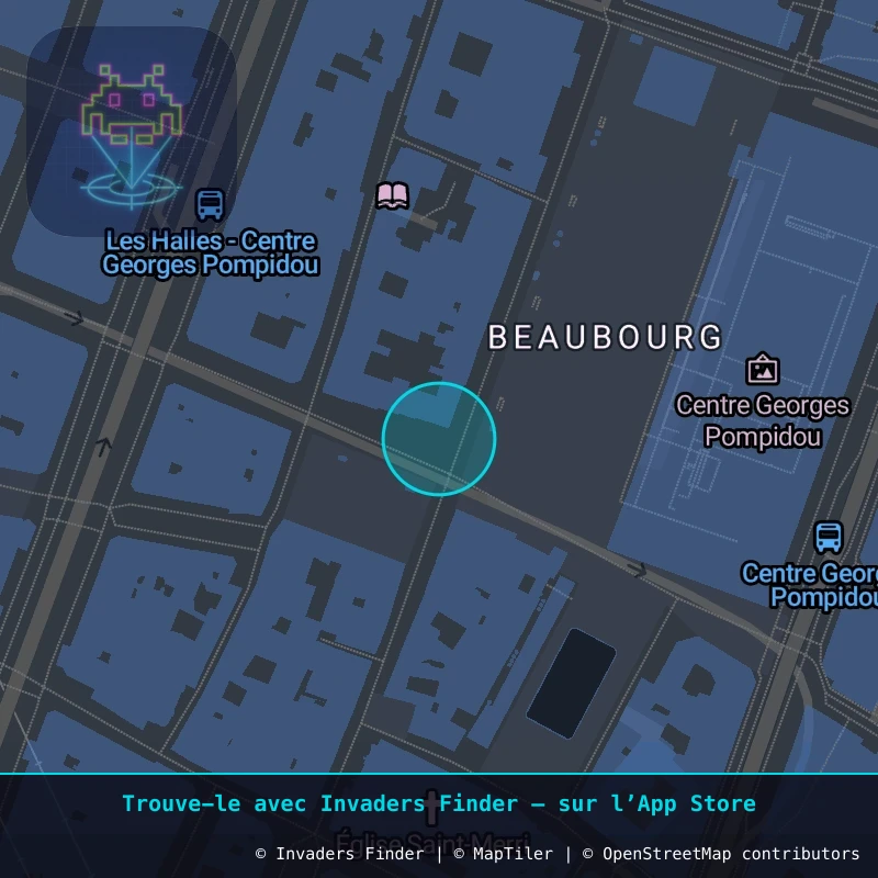 Zone approximative de l'invader PA_144, dans le quartier 4e arrondissement de Paris à Paris. Emplacement exact disponible dans l'app Invaders Finder.