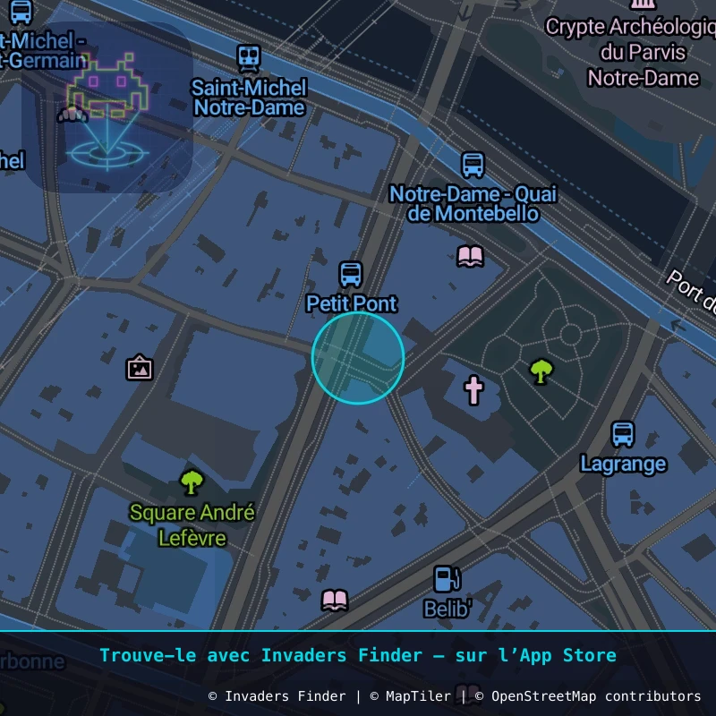 Zone approximative de l'invader PA_1441, dans le quartier 5e arrondissement de Paris à Paris. Emplacement exact disponible dans l'app Invaders Finder.