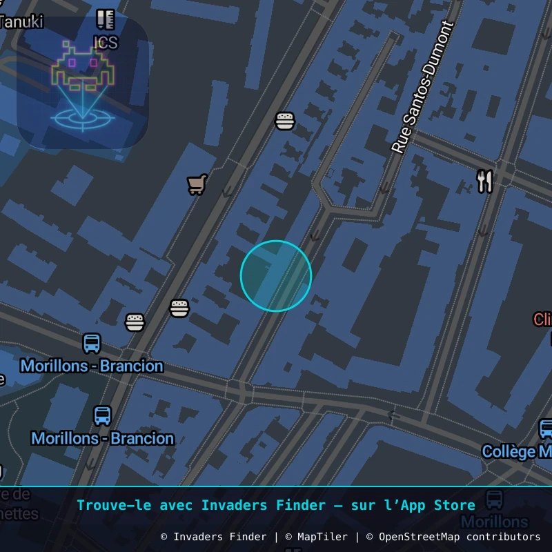 Zone approximative de l'invader PA_1447, dans le quartier 15e arrondissement de Paris à Paris. Emplacement exact disponible dans l'app Invaders Finder.