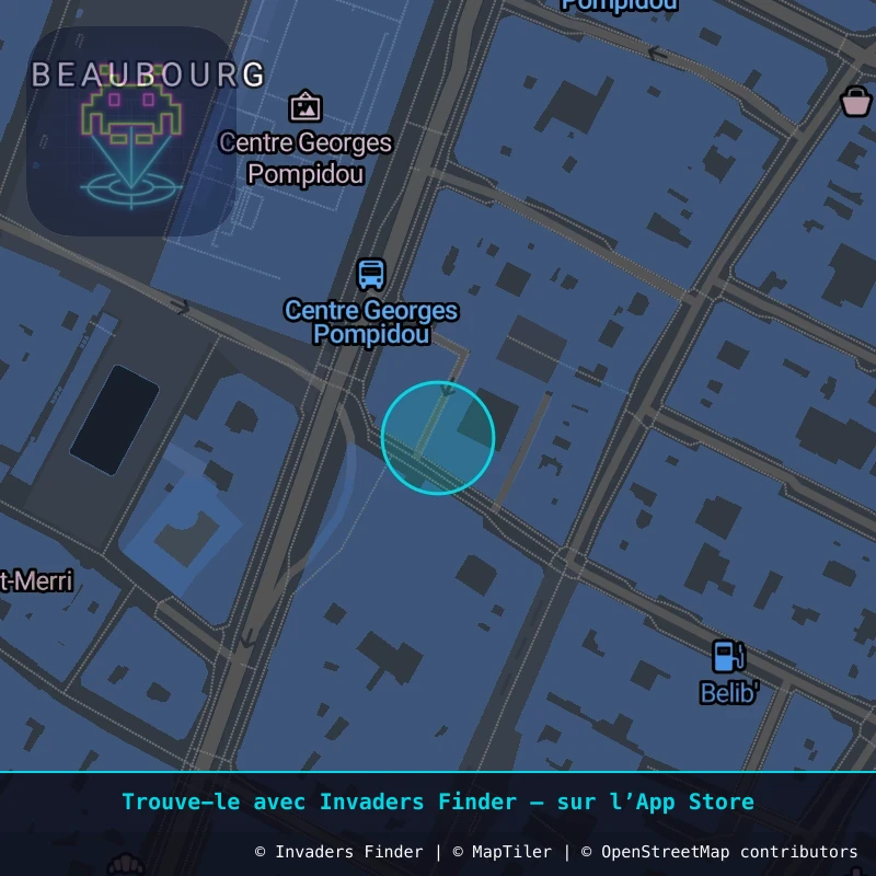 Zone approximative de l'invader PA_145, dans le quartier 4e arrondissement de Paris à Paris. Emplacement exact disponible dans l'app Invaders Finder.