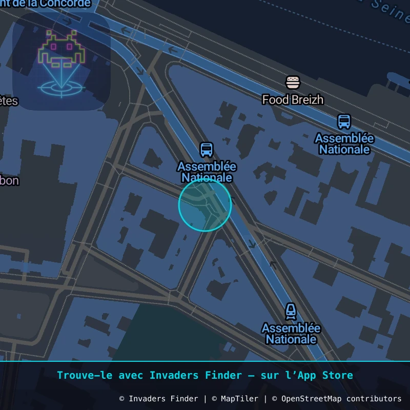 Zone approximative de l'invader PA_1450, dans le quartier 7e arrondissement de Paris à Paris. Emplacement exact disponible dans l'app Invaders Finder.
