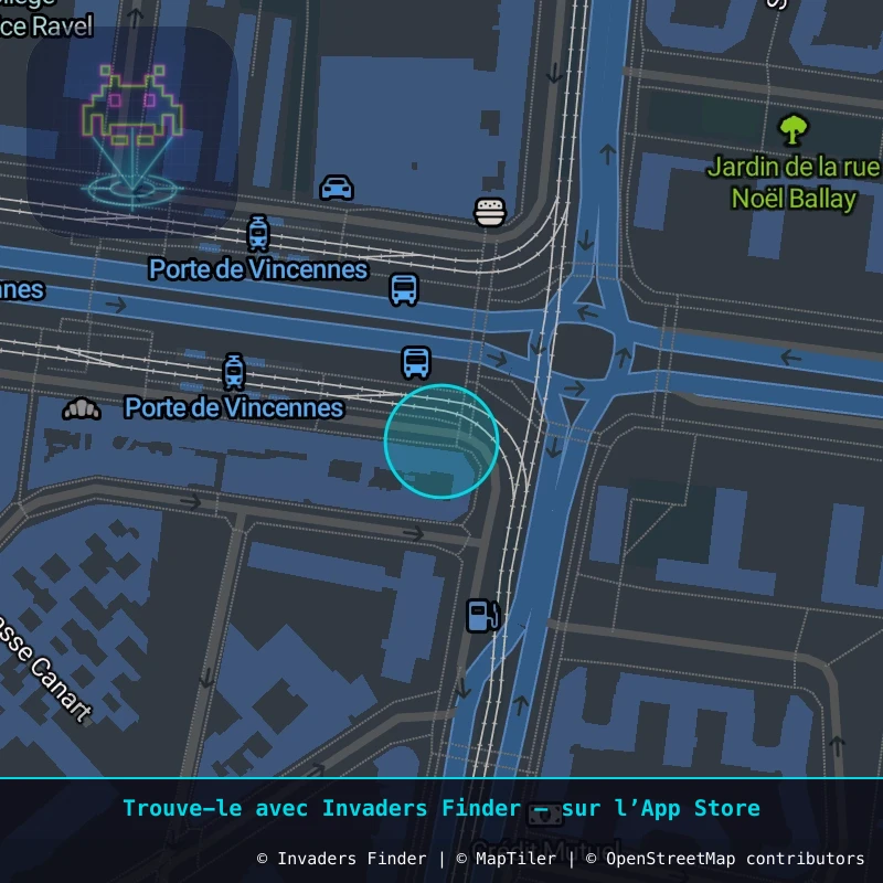 Zone approximative de l'invader PA_1451, dans le quartier 12e arrondissement de Paris à Paris. Emplacement exact disponible dans l'app Invaders Finder.
