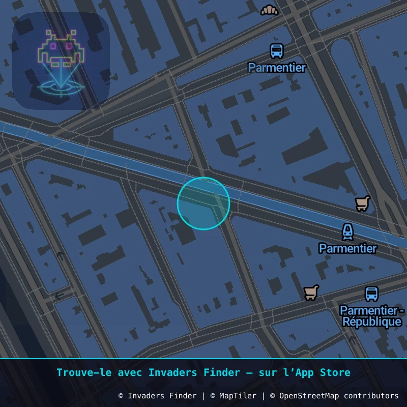 Zone approximative de l'invader PA_1452, dans le quartier 11e arrondissement de Paris à Paris. Emplacement exact disponible dans l'app Invaders Finder.
