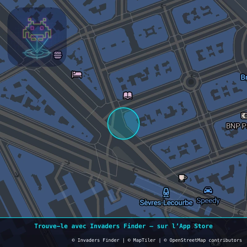 Zone approximative de l'invader PA_1453, dans le quartier 15e arrondissement de Paris à Paris. Emplacement exact disponible dans l'app Invaders Finder.