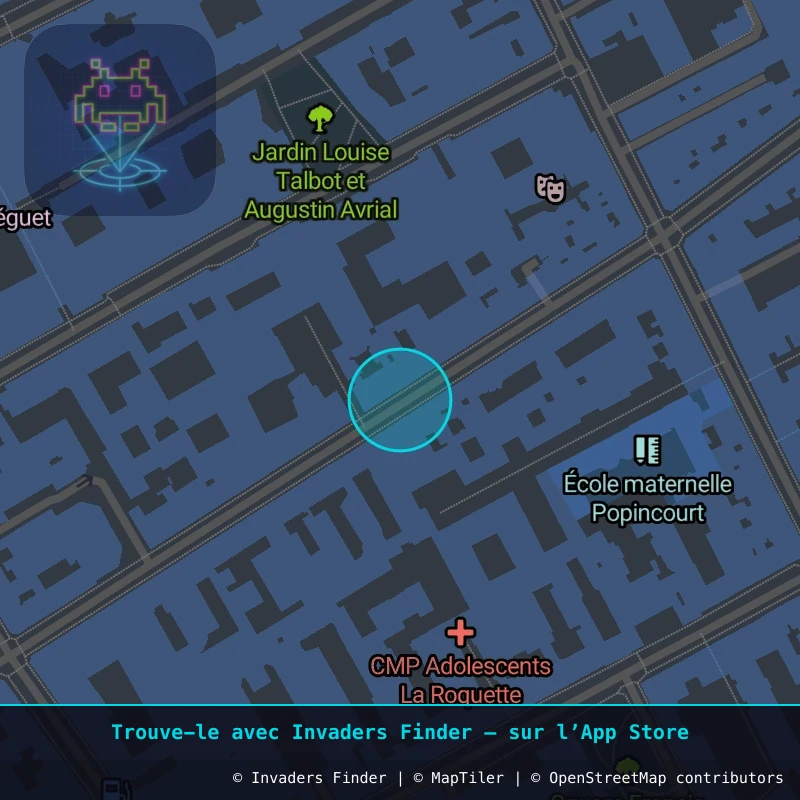 Zone approximative de l'invader PA_1457, dans le quartier 11e arrondissement de Paris à Paris. Emplacement exact disponible dans l'app Invaders Finder.