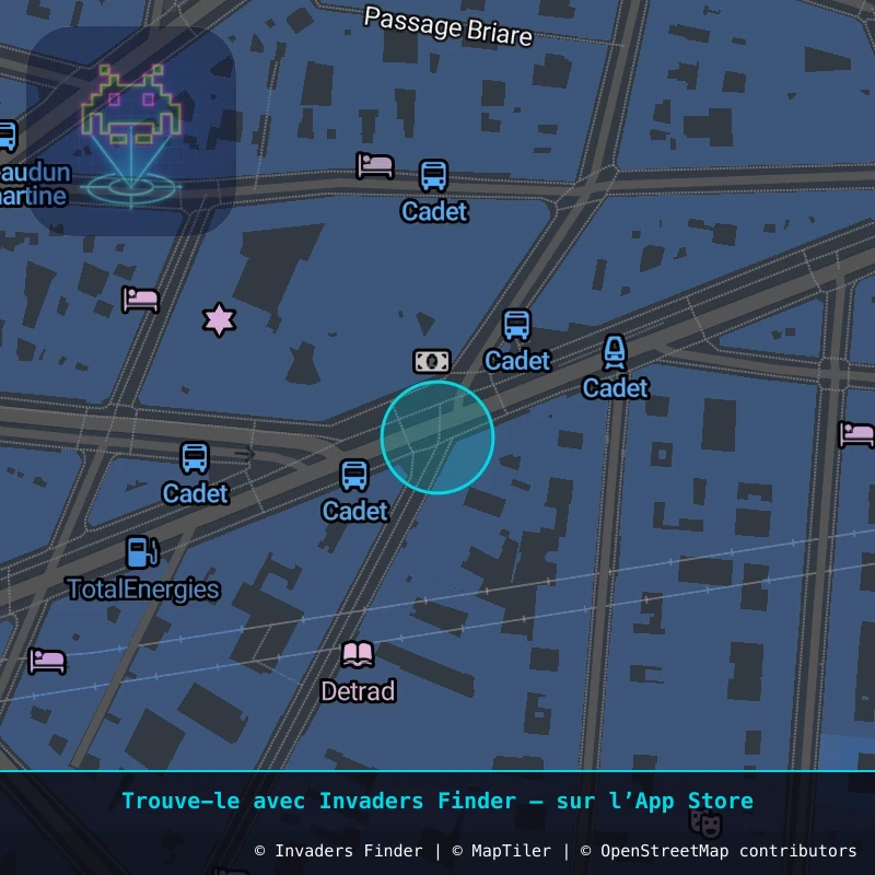 Zone approximative de l'invader PA_1458, dans le quartier 9e arrondissement de Paris à Paris. Emplacement exact disponible dans l'app Invaders Finder.