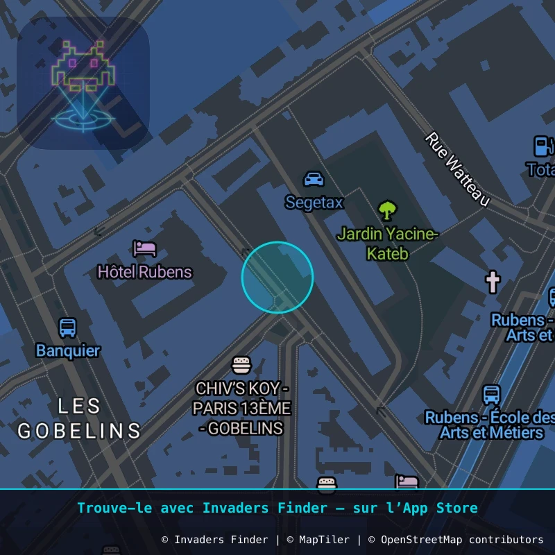 Zone approximative de l'invader PA_146, dans le quartier 13e arrondissement de Paris à Paris. Emplacement exact disponible dans l'app Invaders Finder.