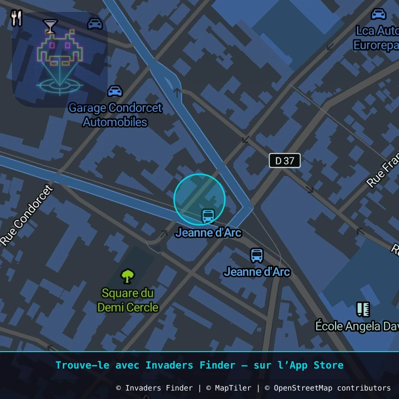 Zone approximative de l'invader PA_1460, dans le quartier Paris métropolitain (PA93) à Paris. Emplacement exact disponible dans l'app Invaders Finder.