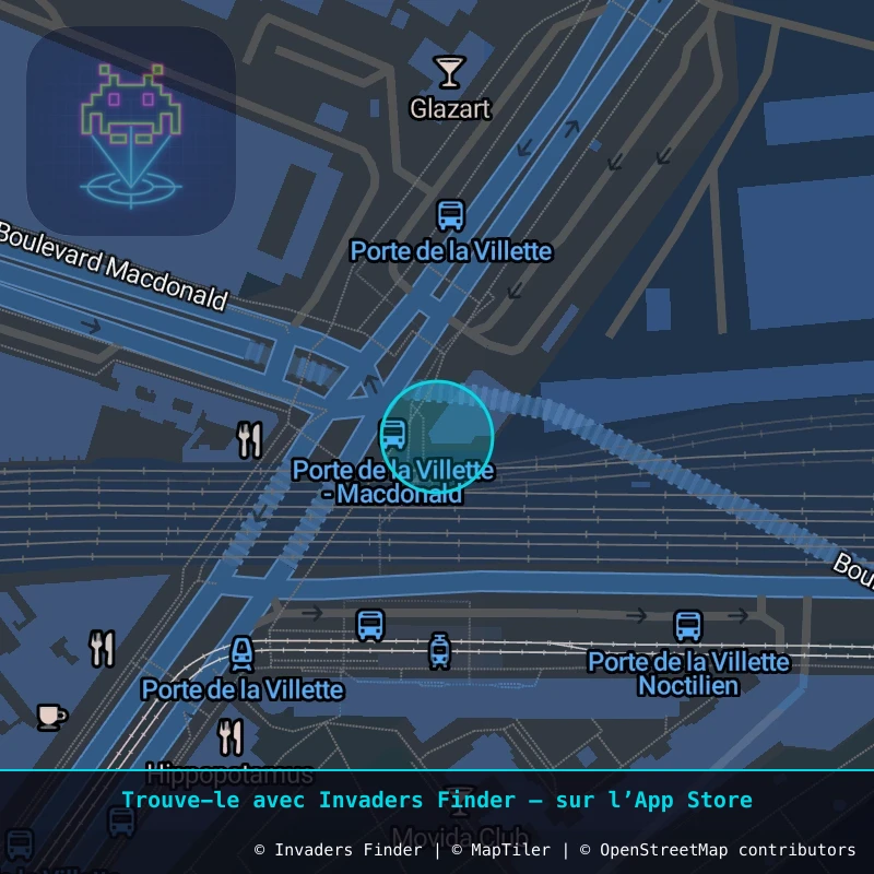 Zone approximative de l'invader PA_1465, dans le quartier 19e arrondissement de Paris à Paris. Emplacement exact disponible dans l'app Invaders Finder.