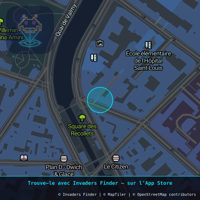 Zone approximative de l'invader PA_1469, dans le quartier 10e arrondissement de Paris à Paris. Emplacement exact disponible dans l'app Invaders Finder.