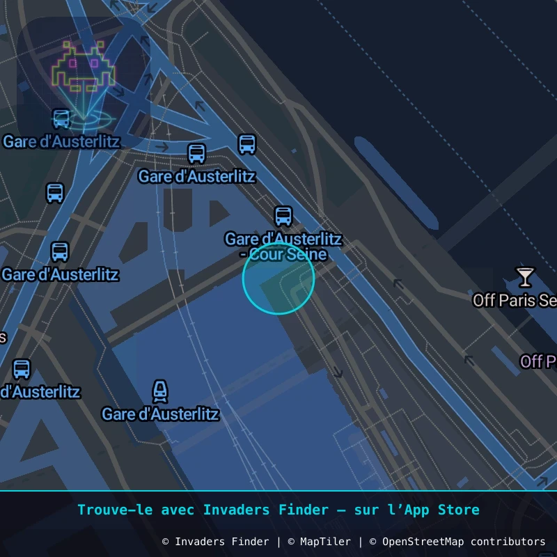 Zone approximative de l'invader PA_147, dans le quartier 13e arrondissement de Paris à Paris. Emplacement exact disponible dans l'app Invaders Finder.