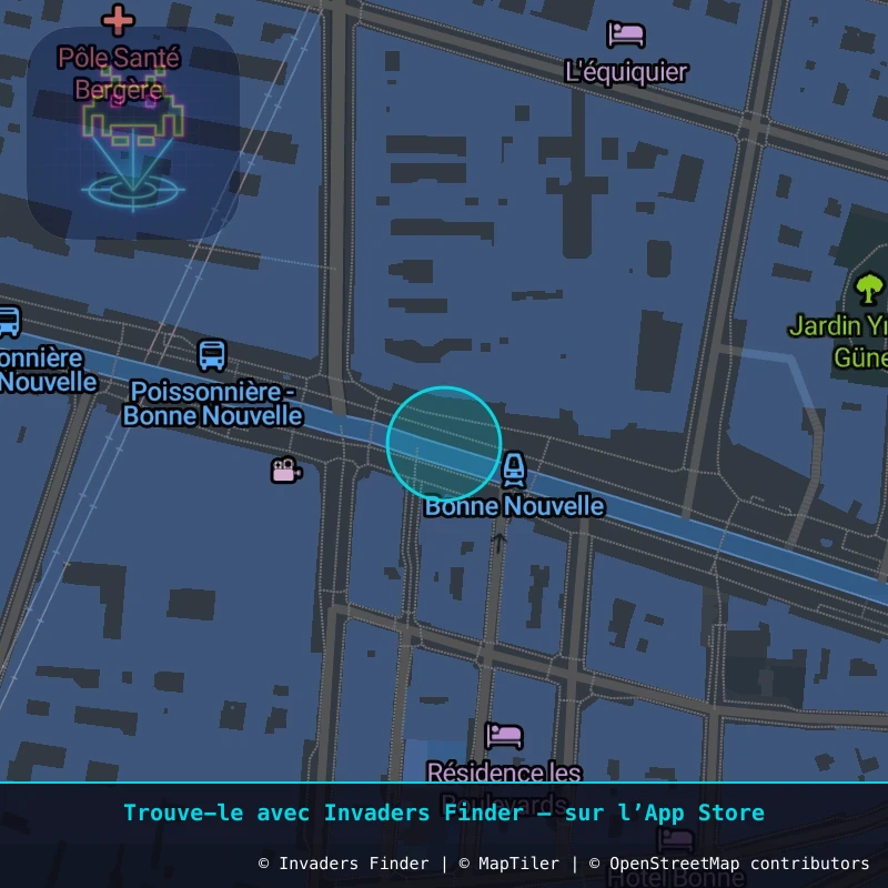 Zone approximative de l'invader PA_1470, dans le quartier 10e arrondissement de Paris à Paris. Emplacement exact disponible dans l'app Invaders Finder.