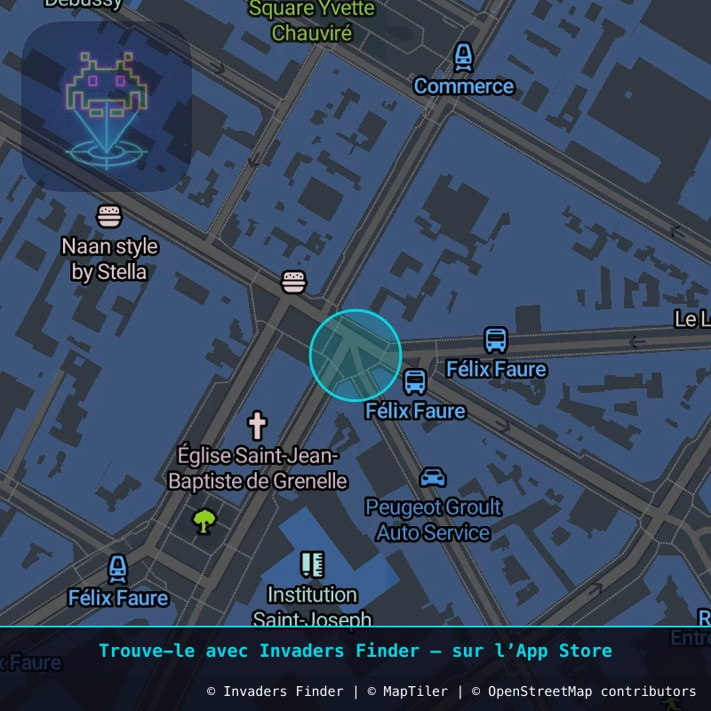 Zone approximative de l'invader PA_1472, dans le quartier 15e arrondissement de Paris à Paris. Emplacement exact disponible dans l'app Invaders Finder.
