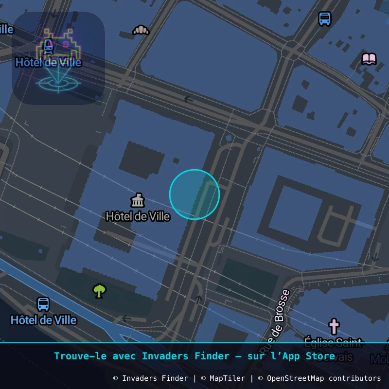 Zone approximative de l'invader PA_1475, dans le quartier 4e arrondissement de Paris à Paris. Emplacement exact disponible dans l'app Invaders Finder.