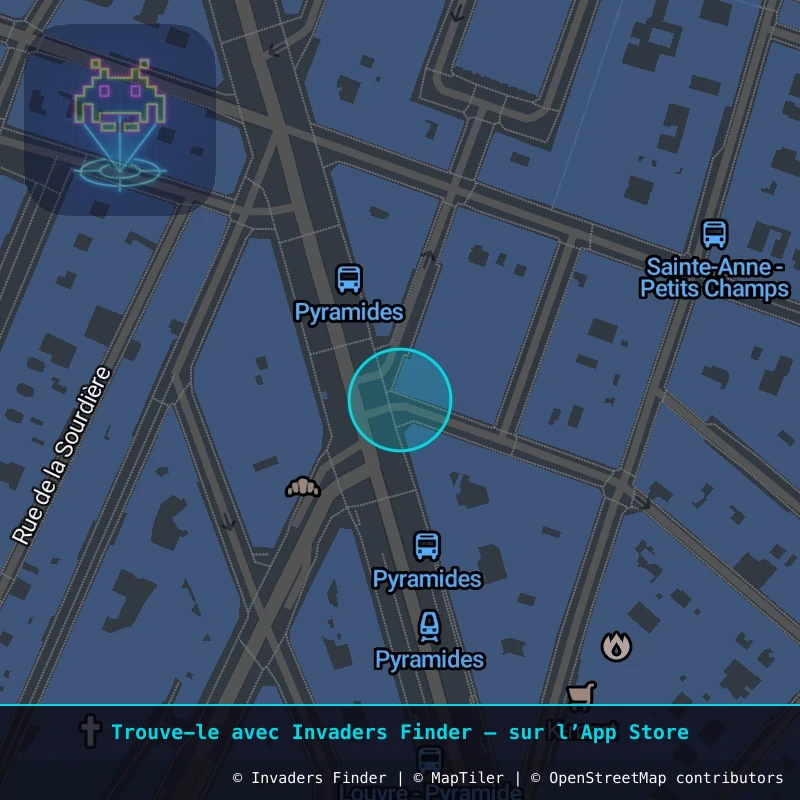 Zone approximative de l'invader PA_1487, dans le quartier 1er arrondissement de Paris à Paris. Emplacement exact disponible dans l'app Invaders Finder.