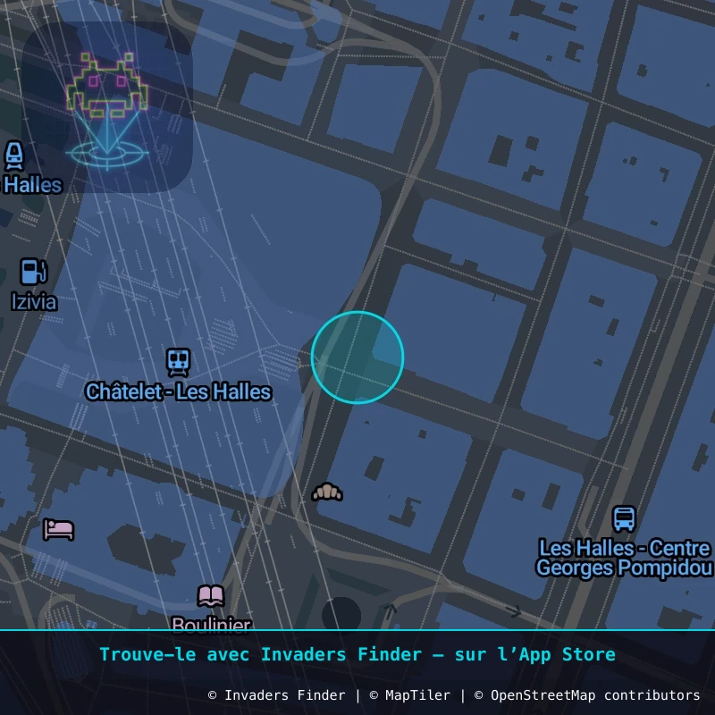 Zone approximative de l'invader PA_1496, dans le quartier 1er arrondissement de Paris à Paris. Emplacement exact disponible dans l'app Invaders Finder.