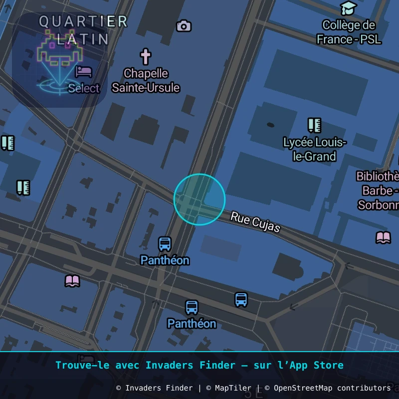Zone approximative de l'invader PA_150, dans le quartier 5e arrondissement de Paris à Paris. Emplacement exact disponible dans l'app Invaders Finder.