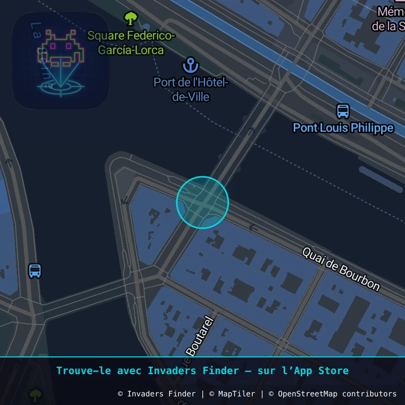 Zone approximative de l'invader PA_1502, dans le quartier 4e arrondissement de Paris à Paris. Emplacement exact disponible dans l'app Invaders Finder.