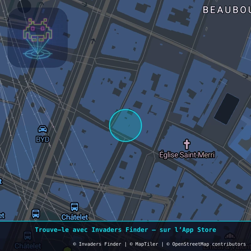 Zone approximative de l'invader PA_1504, dans le quartier 4e arrondissement de Paris à Paris. Emplacement exact disponible dans l'app Invaders Finder.