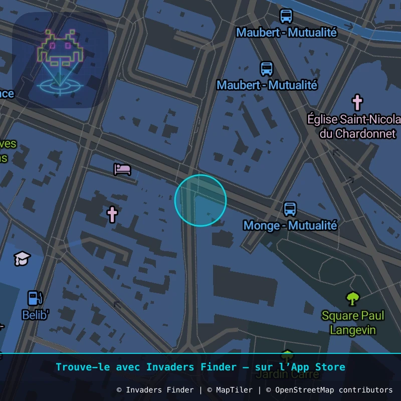 Zone approximative de l'invader PA_1506, dans le quartier 5e arrondissement de Paris à Paris. Emplacement exact disponible dans l'app Invaders Finder.