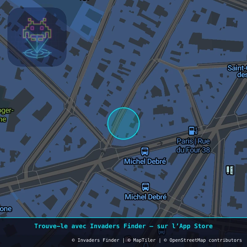 Zone approximative de l'invader PA_1507, dans le quartier 6e arrondissement de Paris à Paris. Emplacement exact disponible dans l'app Invaders Finder.