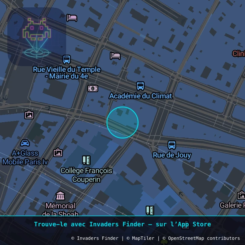 Zone approximative de l'invader PA_1509, dans le quartier 4e arrondissement de Paris à Paris. Emplacement exact disponible dans l'app Invaders Finder.