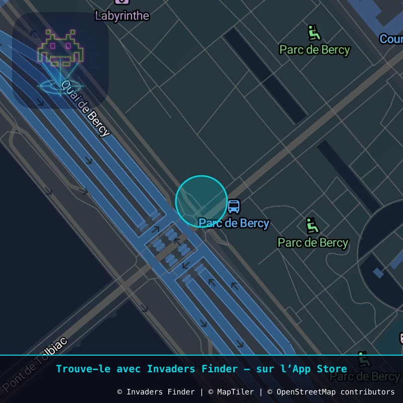 Zone approximative de l'invader PA_1517, dans le quartier 12e arrondissement de Paris à Paris. Emplacement exact disponible dans l'app Invaders Finder.