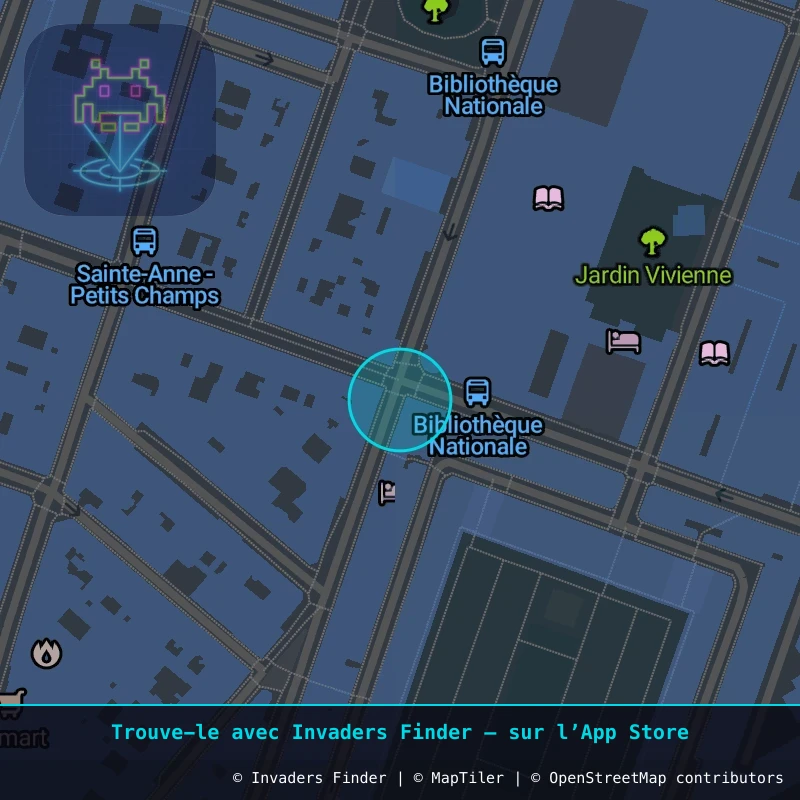 Zone approximative de l'invader PA_1523, dans le quartier 1er arrondissement de Paris à Paris. Emplacement exact disponible dans l'app Invaders Finder.