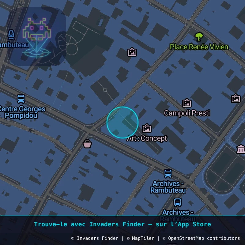 Zone approximative de l'invader PA_1528, dans le quartier 3e arrondissement de Paris à Paris. Emplacement exact disponible dans l'app Invaders Finder.