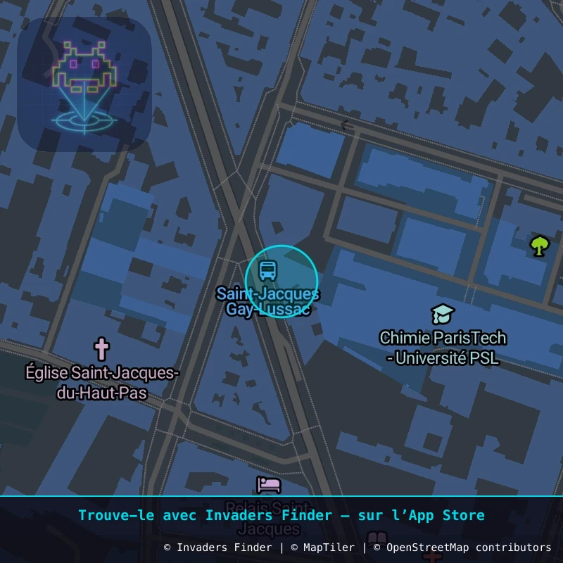 Zone approximative de l'invader PA_1531, dans le quartier 5e arrondissement de Paris à Paris. Emplacement exact disponible dans l'app Invaders Finder.