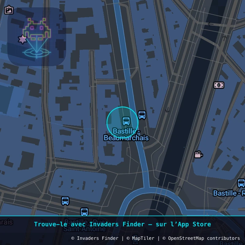 Zone approximative de l'invader PA_1532, dans le quartier 4e arrondissement de Paris à Paris. Emplacement exact disponible dans l'app Invaders Finder.