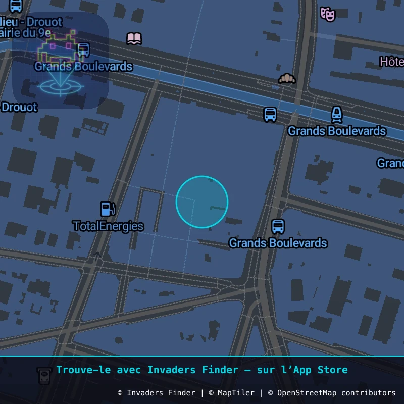 Zone approximative de l'invader PA_1536, dans le quartier 2e arrondissement de Paris à Paris. Emplacement exact disponible dans l'app Invaders Finder.