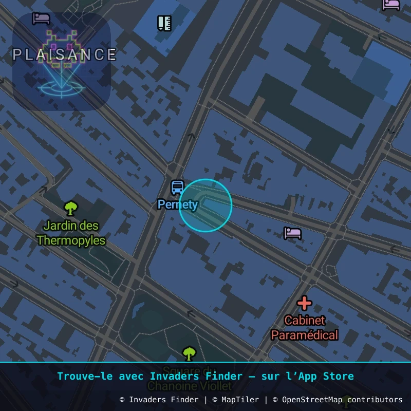 Zone approximative de l'invader PA_1541, dans le quartier 14e arrondissement de Paris à Paris. Emplacement exact disponible dans l'app Invaders Finder.