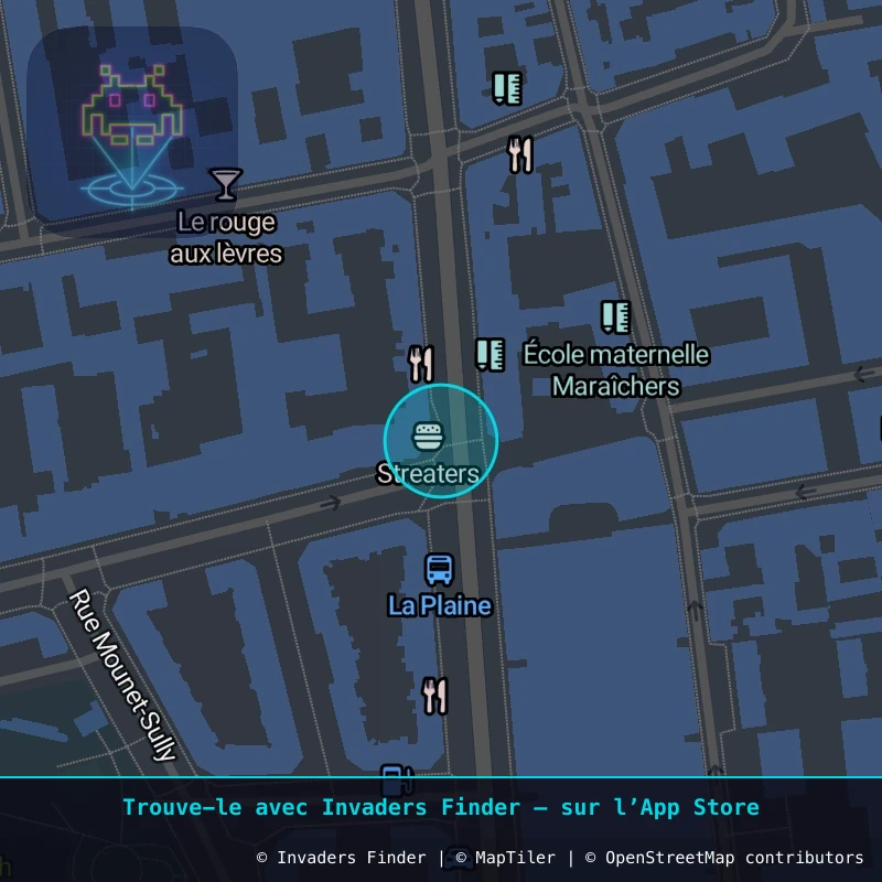 Zone approximative de l'invader PA_1555, dans le quartier 20e arrondissement de Paris à Paris. Emplacement exact disponible dans l'app Invaders Finder.